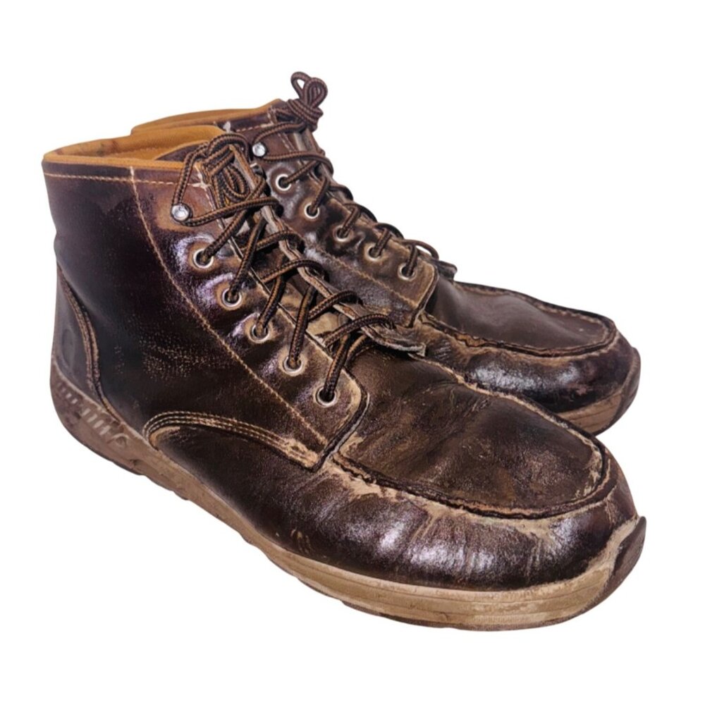 Carhartt CMX4023 Leather Work Boots Brown 13 Moc Soft Toe Lug Bottom Waterproof